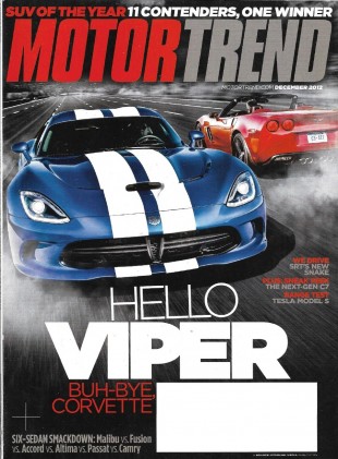 MOTOR TREND 2012 DEC - VIPER, 427 VETTE, TESLA